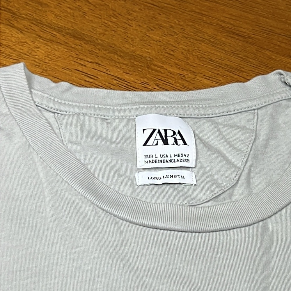 Zara Gray & pistachos Short Sleeve Tee size large - Picture 6 of 6